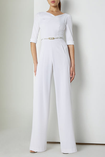 3/4 Sleeve Jackie Jumpsuit | Black Halo | Wide Leg | Leather Belt