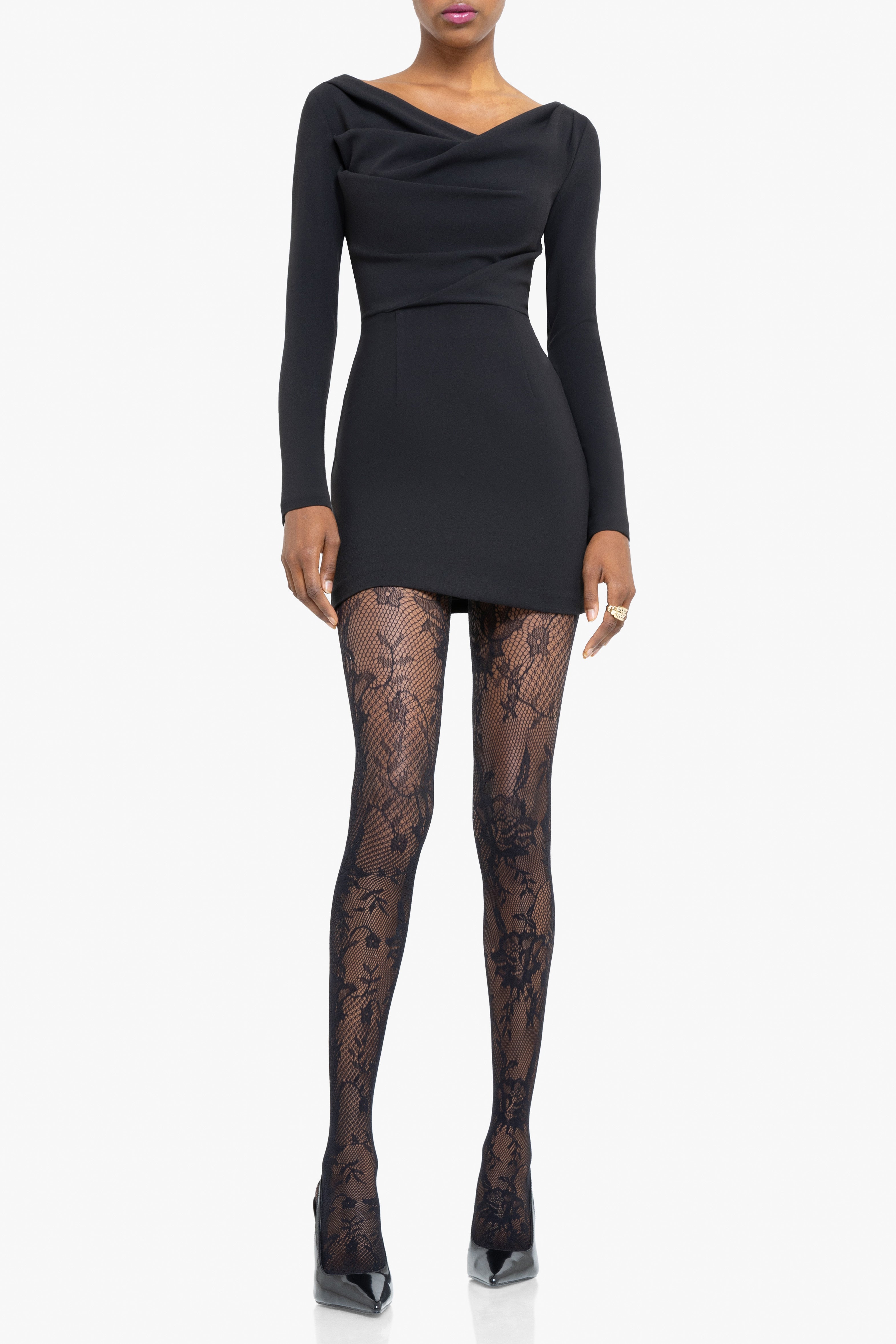 Black Halo Long Sleeve Jacqueline Micro Mini Dress in Black | Size 2 Black Halo Long Sleeve Jacqueline Micro Mini Dress in Black | Size 2