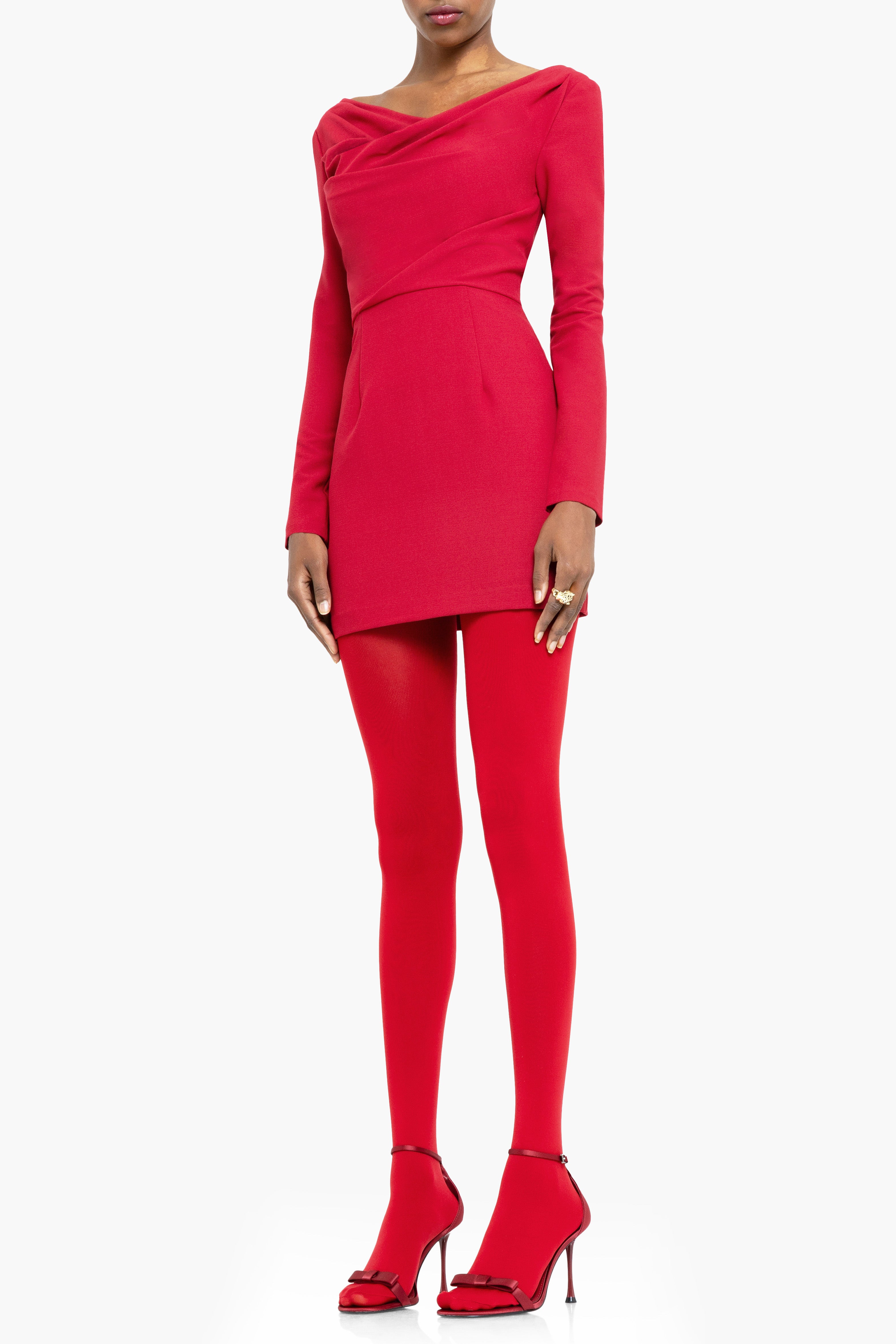 Black Halo Long Sleeve Jacqueline Micro Mini Dress in Ruby | Size 12 Black Halo Long Sleeve Jacqueline Micro Mini Dress in Ruby | Size 12