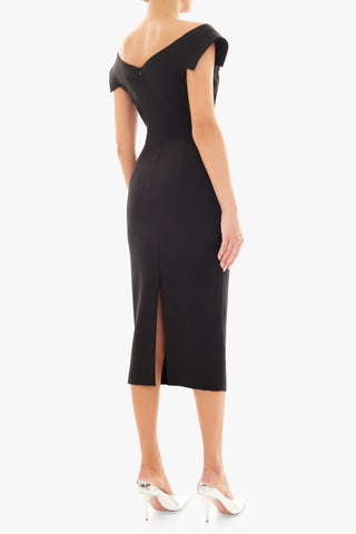 black halo jacqueline midi dress Black Halo Jacqueline Midi Dress in Black