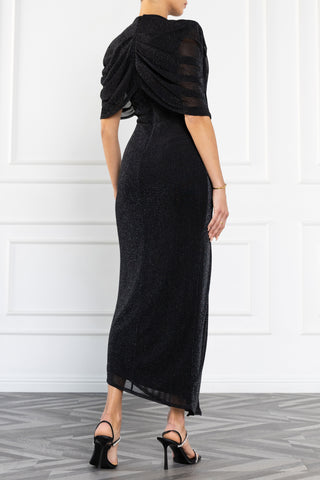 Black Halo Vionna Midi Dress - Glistening Black