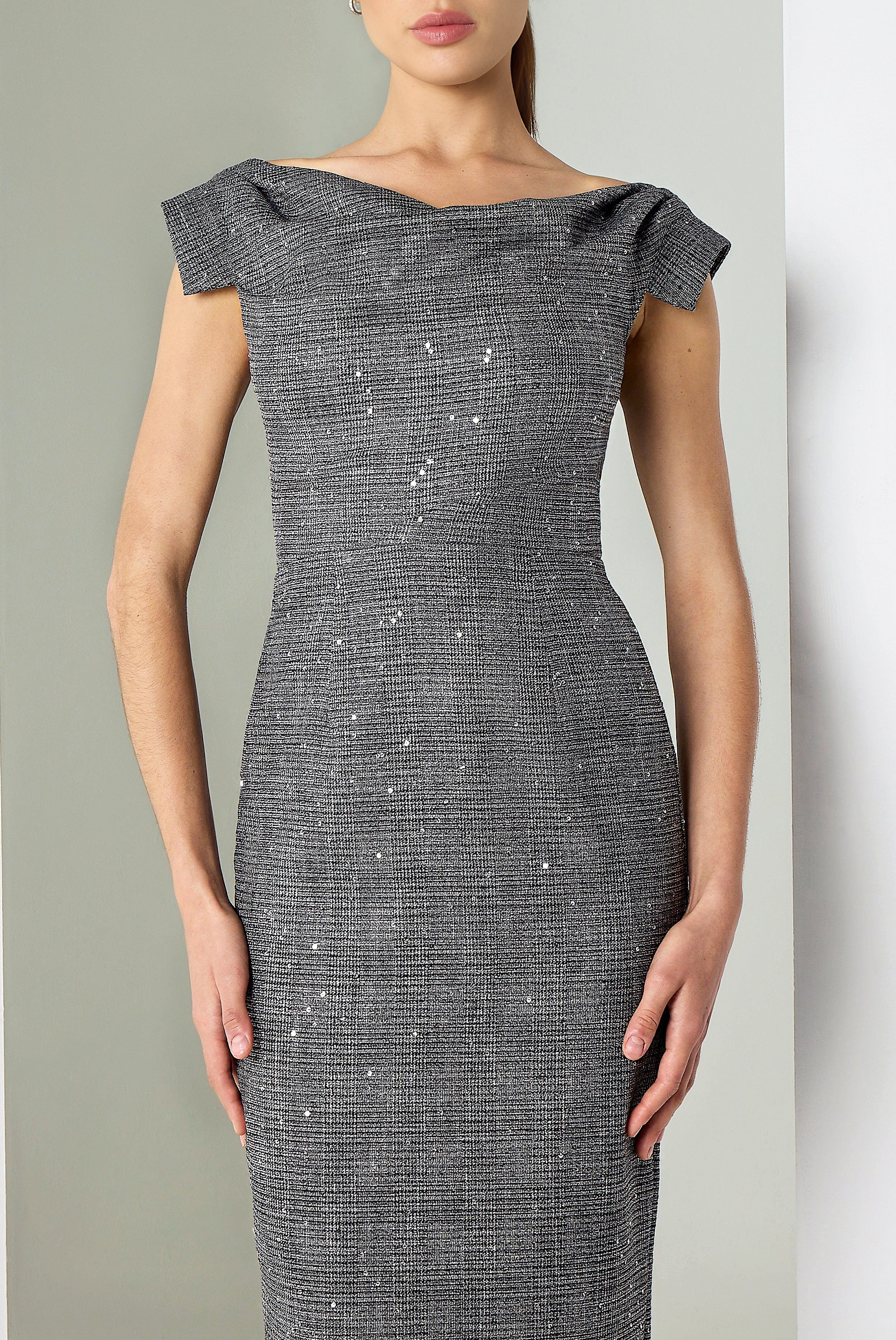 black halo metallic dress Black Halo Vionna Metallic Cutout Asymmetric Cocktail Dress In Glistening Black