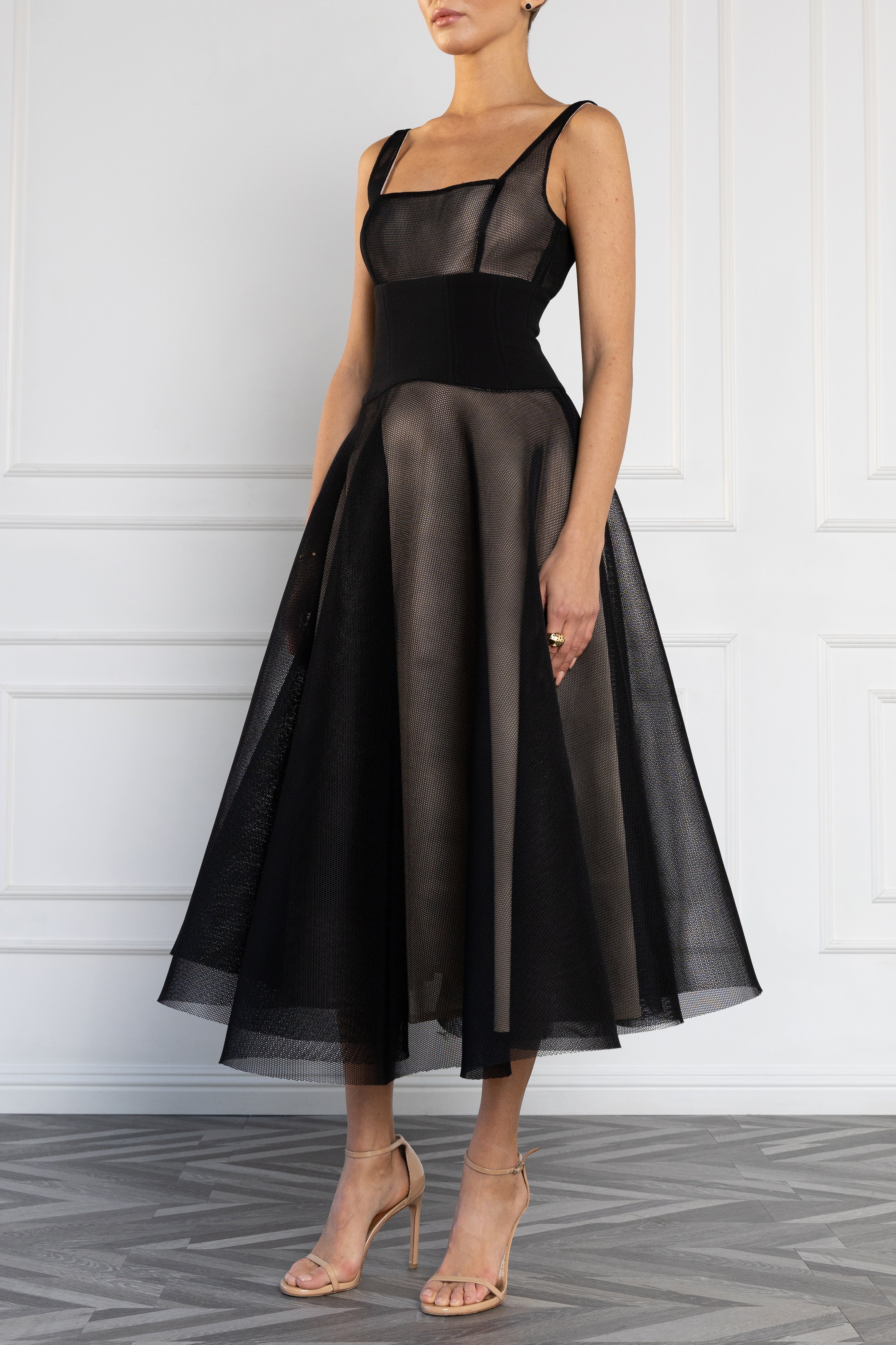 halo midi dress -Final Sale- Halo High Neck Midi Dress-Brown Small