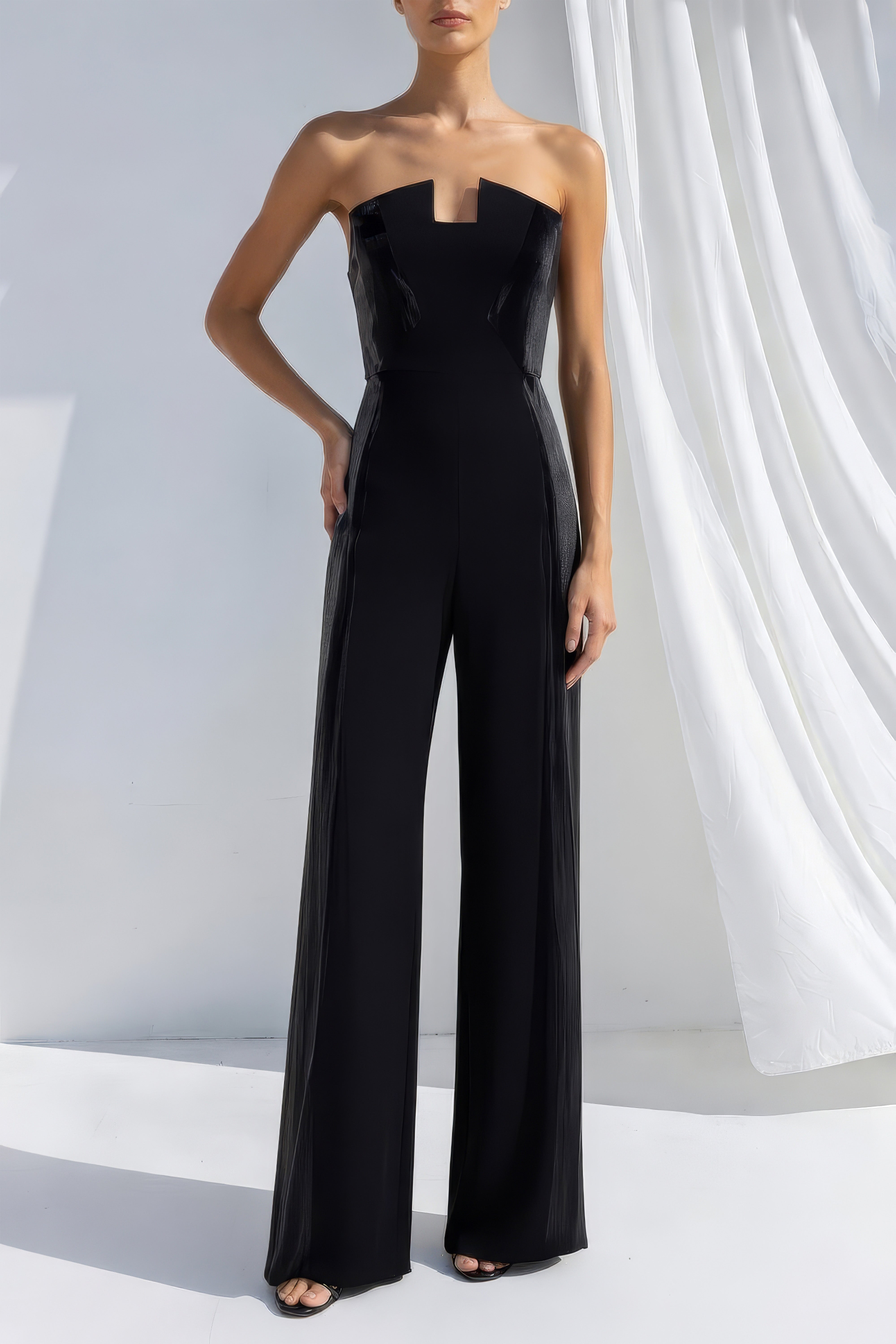 Lena Color Block Jumpsuit – Black Halo