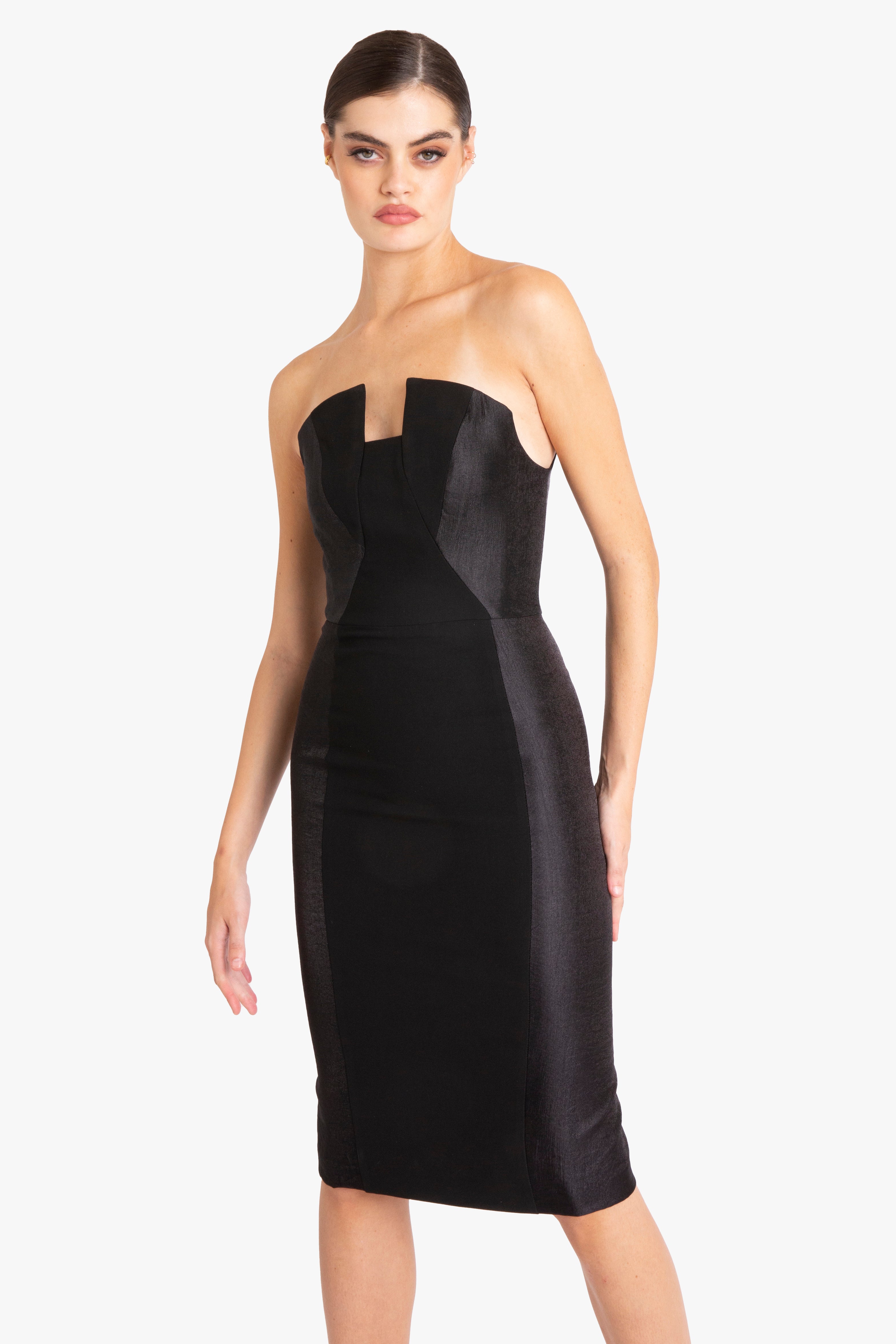 Black Halo Lena Color Block Dress in Black-Black | Size 0 Black Halo Lena Color Block Dress in Black-Black | Size 0
