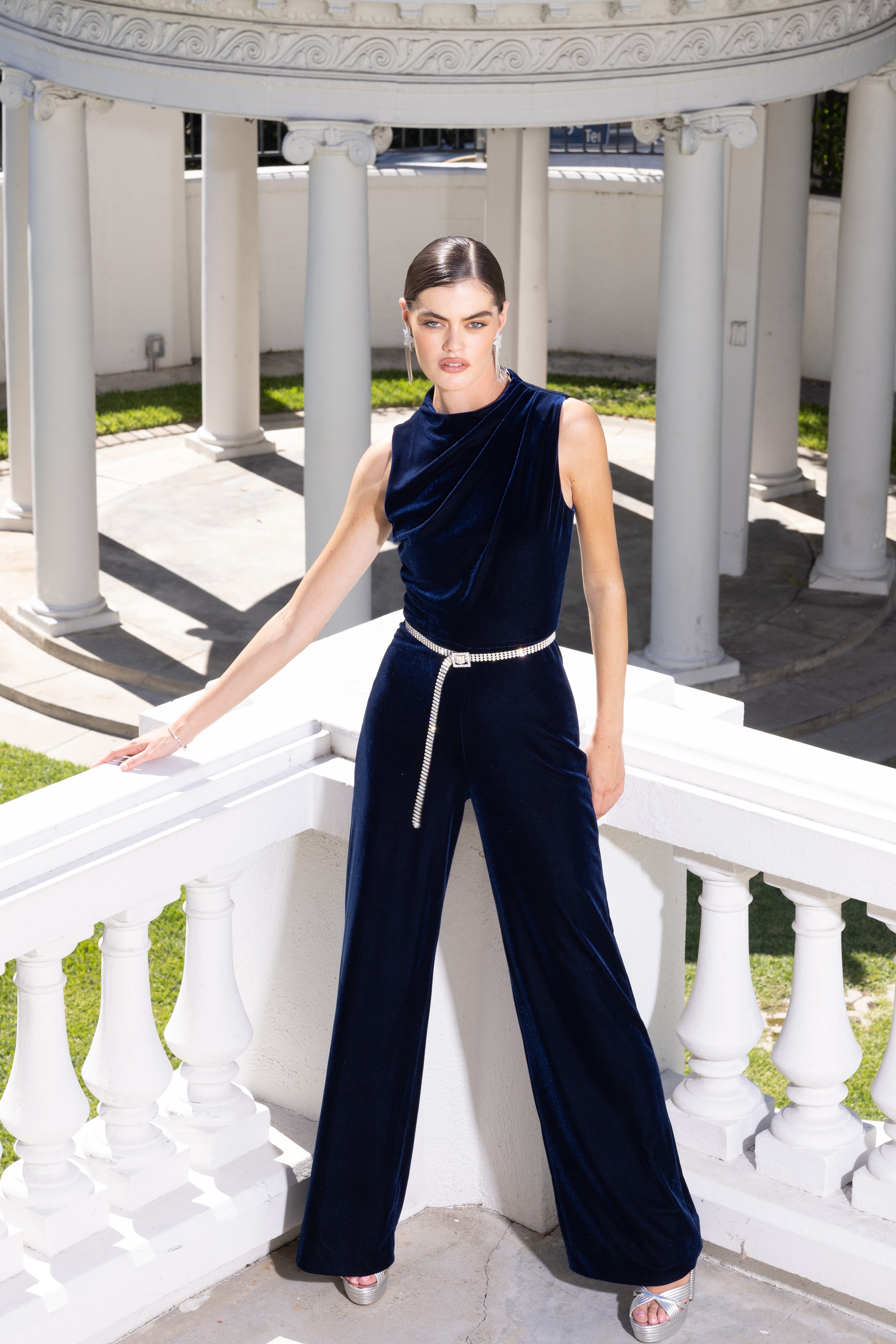 Black halo sales navy jumpsuit